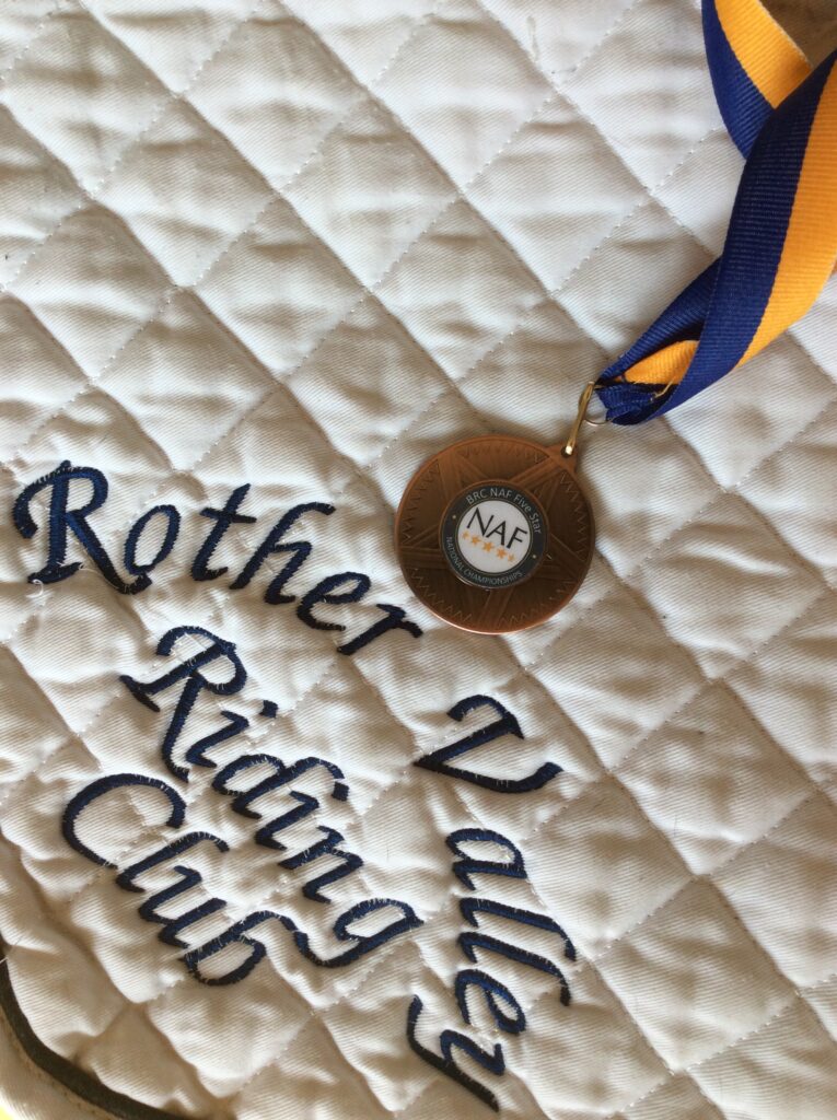 Rother Valley Riding Club saddle pad and our Nationals medal